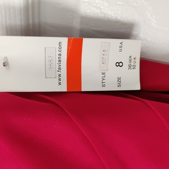 Faviana Couture strapless floor length gown with slit style 6714 pink cranberry - Picture 4 of 6